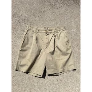 Edward's Pleated Front Zip Fly Tan Khaki Chino Shorts Size 36